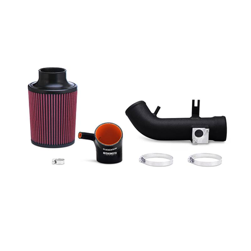 CNC-machined MAF sensor housing on Mishimoto Civic Si performance air intake pipe