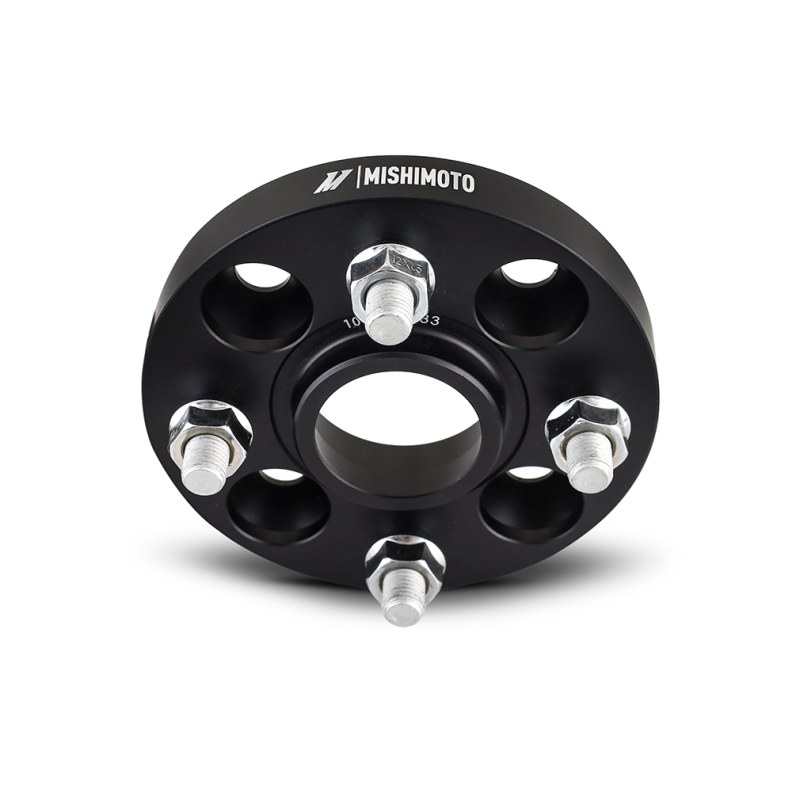 Mishimoto black wheel and tire accessory spacer set, 4x100 bolt pattern, 15mm thickness