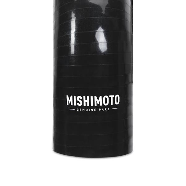 Mishimoto silicone upper radiator hose installed showing Performance-grade black finish