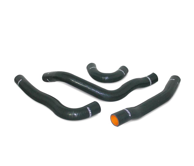 OEM-fit Mishimoto silicone hose kit shown in black for Mitsubishi Evolution X and Ralliart models