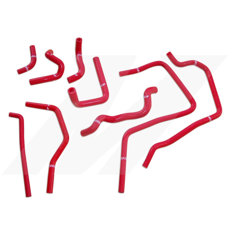 Mishimoto red silicone ancillary hose kit for 2002-2005 Subaru Impreza WRX, part MMHOSE-SUB-ANCRD