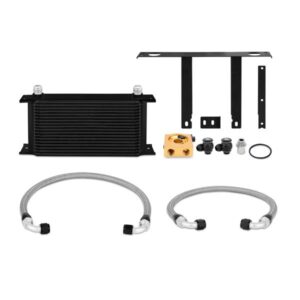 Mishimoto black 19-row stacked-plate oil cooler kit for Hyundai Genesis Coupe 2.0T