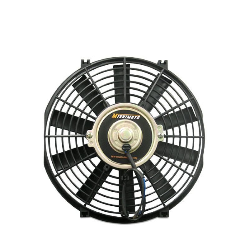 Mishimoto MMFAN-12 electric fan side profile highlighting slim 2.5-inch depth
