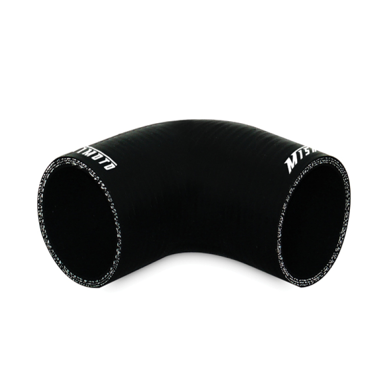 Mishimoto black silicone 90-degree transition coupler, coolant compatible, no clamps included