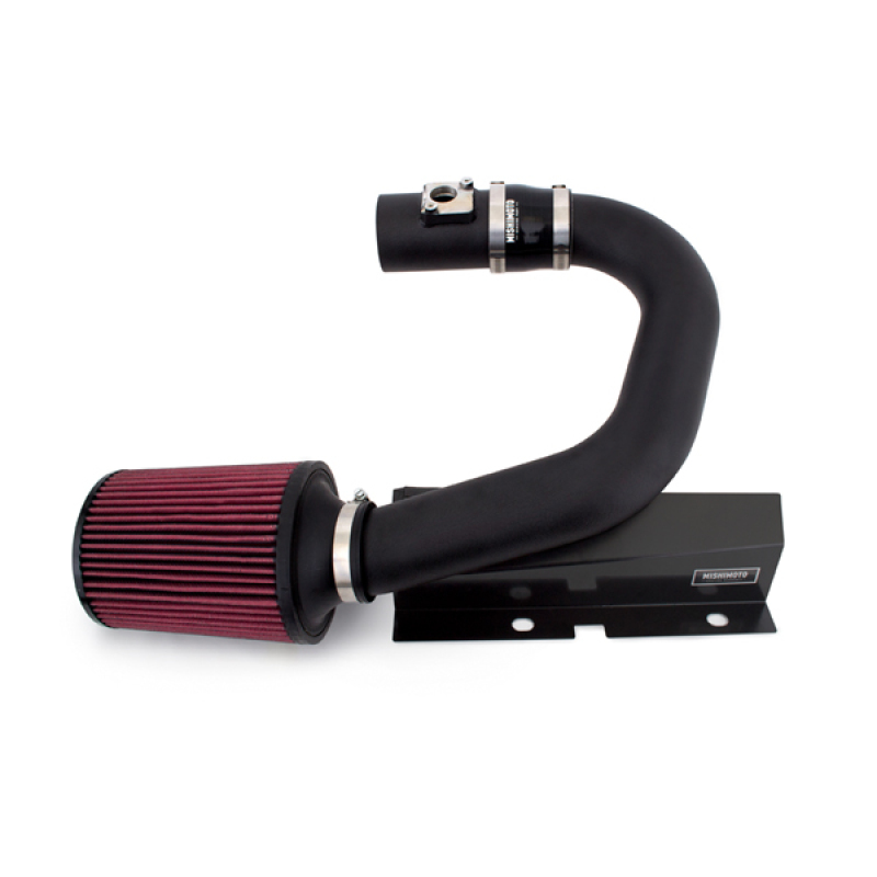 Mishimoto cold air intake installed showing true cold-air filter placement outside the engine bay