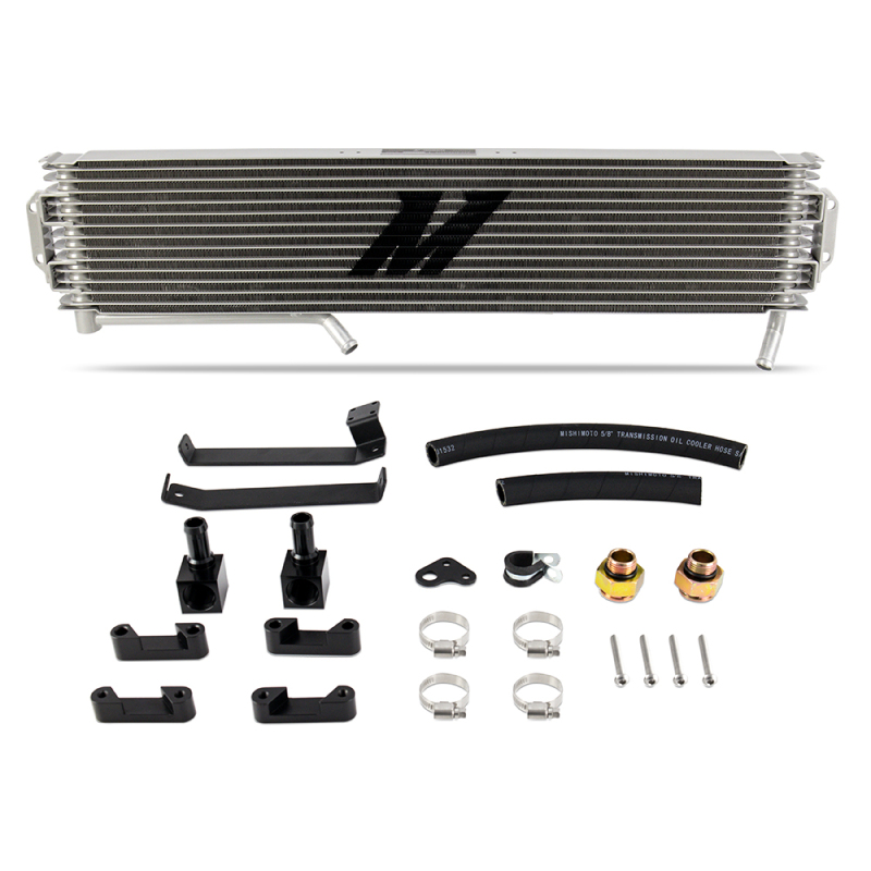 Mishimoto MMTC-DMAX-15SL silver transmission cooler for Chevrolet/GMC 6.6L Duramax LML 2015-2016