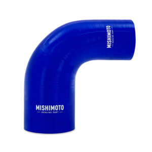 Mishimoto 90-Degree Silicone Transition Coupler in blue, 2.50-in to 4.00-in, MMCP-R90-2540BL