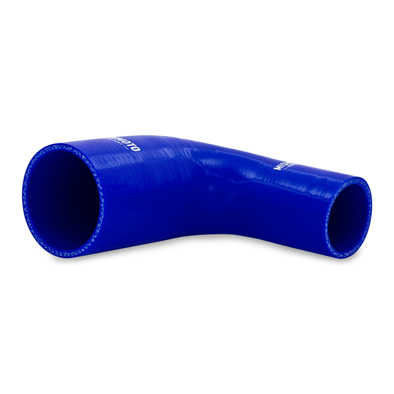 Blue silicone 90-degree coupler for air intake system, 2.00-in to 3.00-in diameter transition