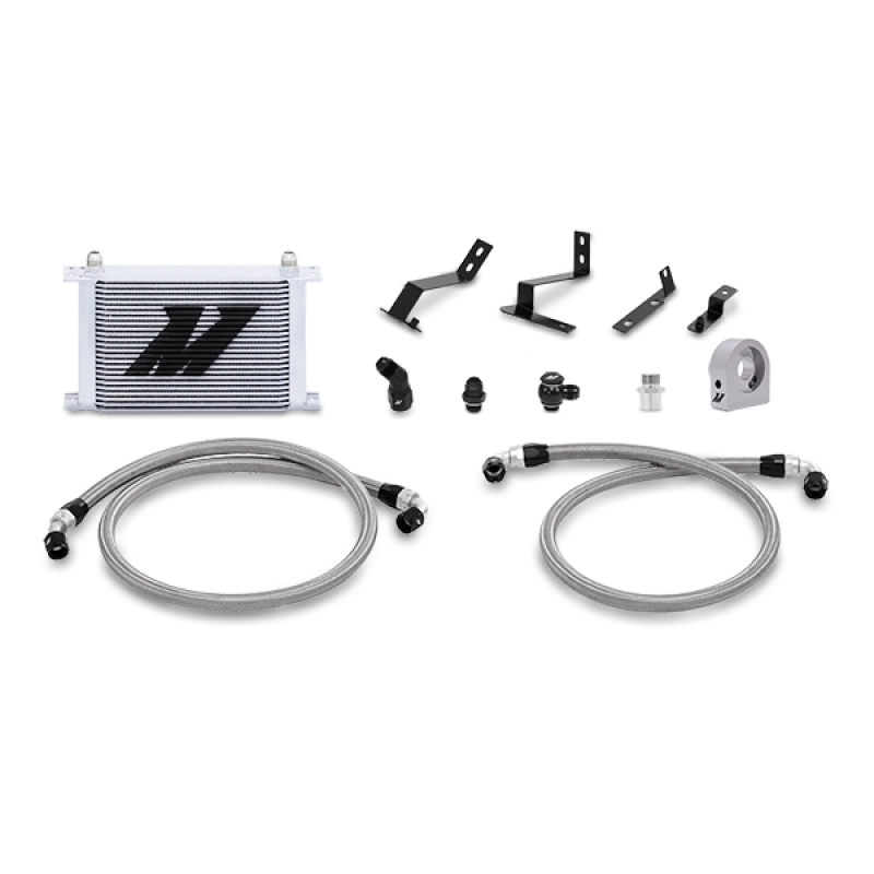 Stainless steel braided oil lines with -10AN fittings from Mishimoto Camaro oil cooler kit