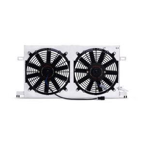 Mishimoto MMFS-BRZ-13P brushed aluminum fan shroud kit with dual 12-in fans for Subaru BRZ, Scion FR-S, and Toyota 86