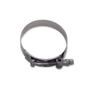 Mishimoto MMCLAMP-25 stainless steel T-bolt clamp with silver plain finish and locking nut