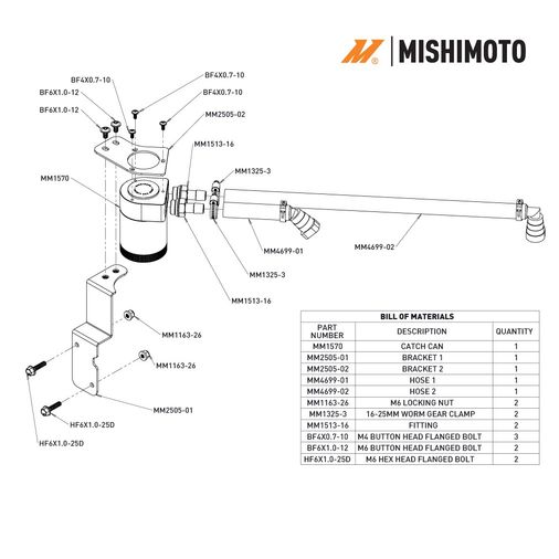 Mishimoto oil catch can fitted alongside OEM Ford Mustang strut bar