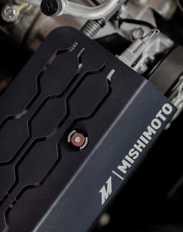 Sleek design of Mishimoto alternator and pulley cover