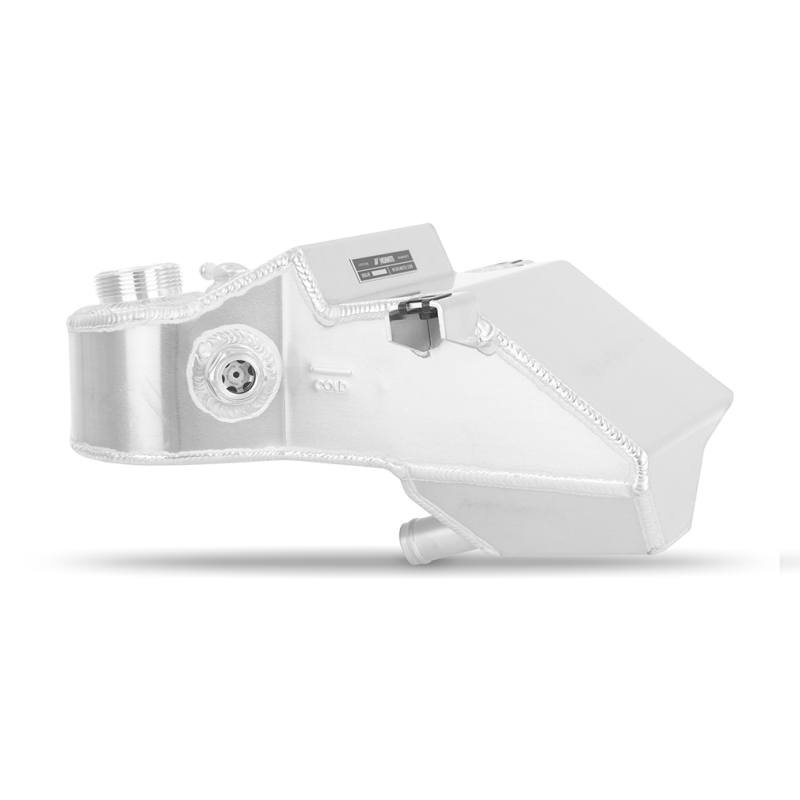 Mishimoto MMRT-F2D-03P aluminum degas bottle installed in Ford Super Duty engine bay