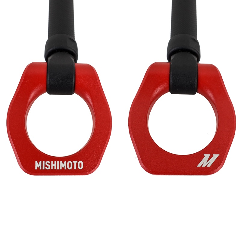 Mishimoto Racing Tow Hook for Subaru STI with bright red finish