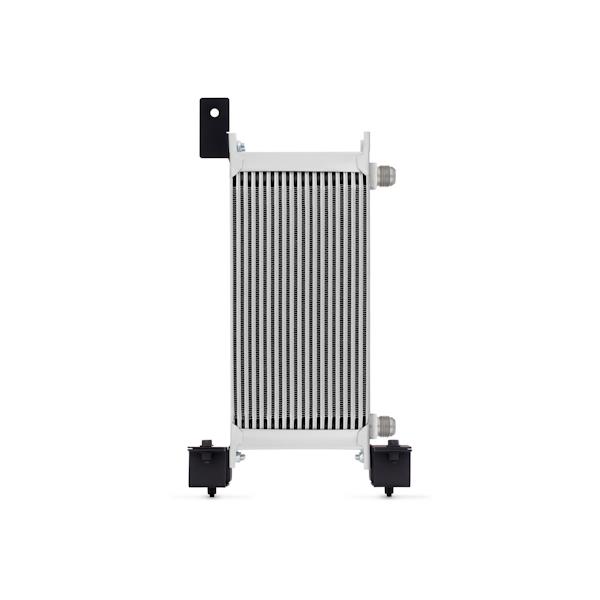 Silver Mishimoto trans cooler designed for Jeep Wrangler JK 2007-2011 fitment