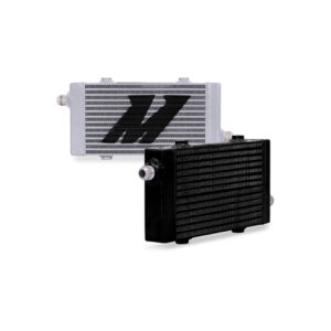 Mishimoto MMOC-SP-SBK small single-pass race oil cooler in stealth black bar-and-plate aluminum construction