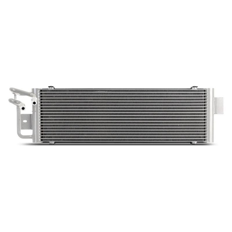 Silver Mishimoto trans cooler for BMW M2/M3/M4 G8X chassis with ZF 8-Speed gearbox