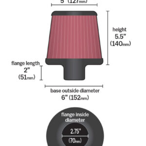 K&N Filters RU-4960XD Universal Air Filter with rubber flanges