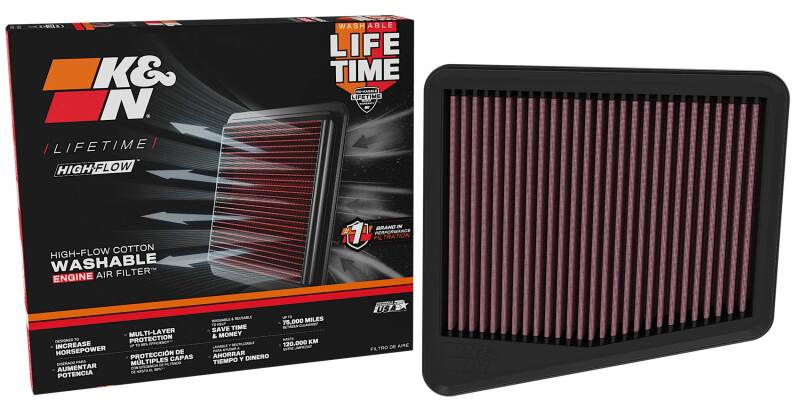 K&N 33-5154 air filter showing layered cotton media