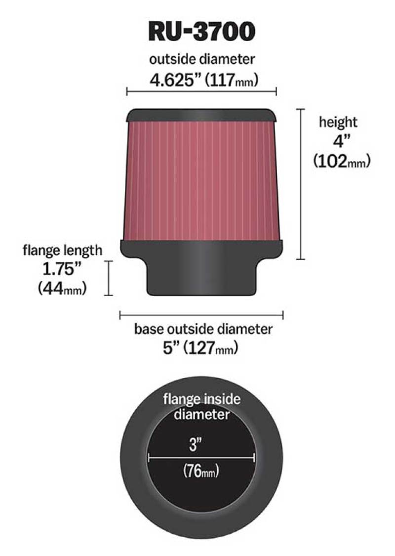 K&N Filters RU-3700 Air Filter for various applications