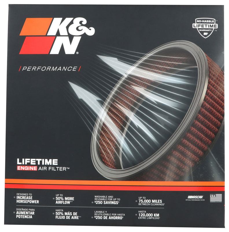 Close-up of K&N E-1220 Air Filter showing layered cotton media