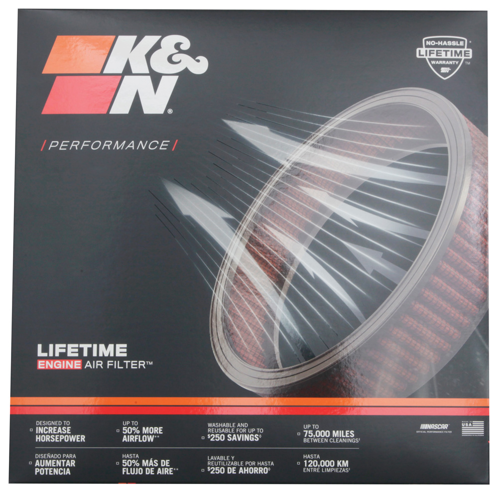Washable and reusable K&N air filter for enhanced performance