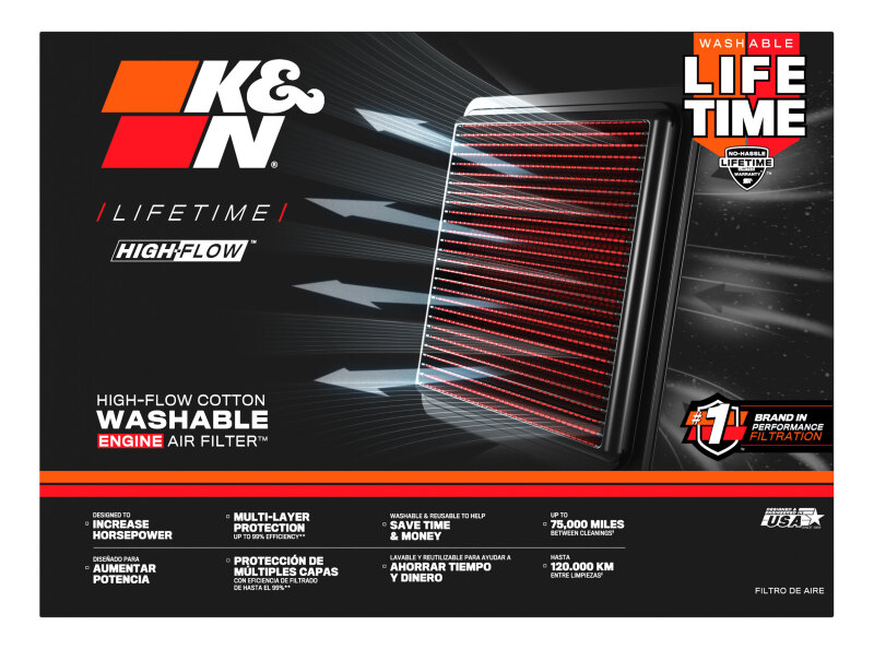 K&N 33-2943 High-Flow Air Filter - Washable & Reusable - Image 5