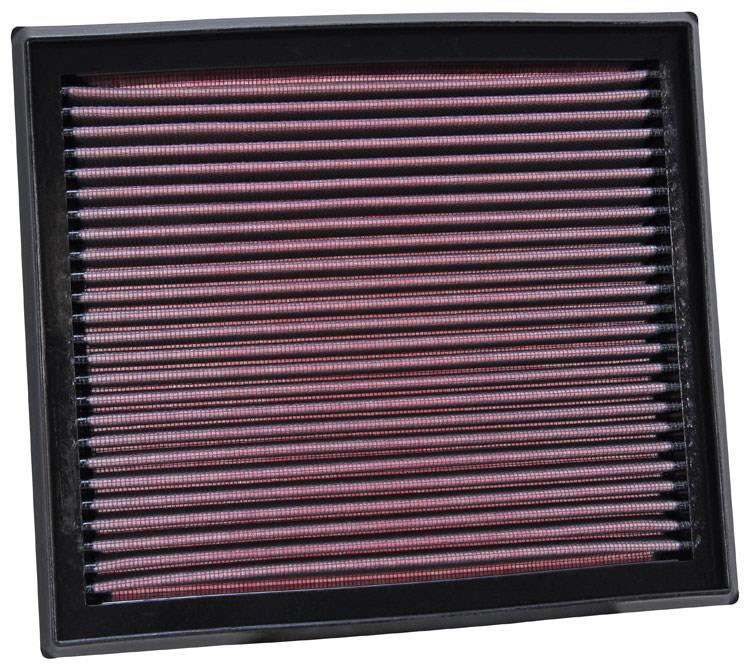 K&N 33-2873 air filter showcasing layered cotton media