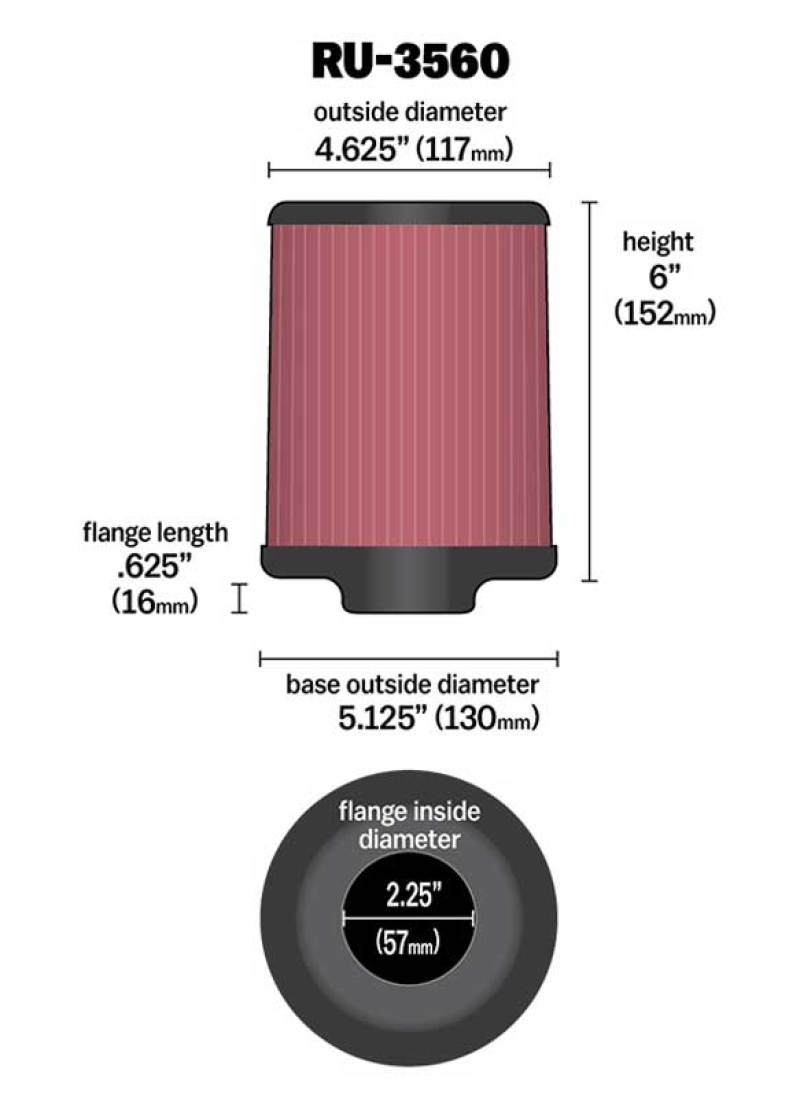 K&N Filters RU-3560 Air Filter for various applications