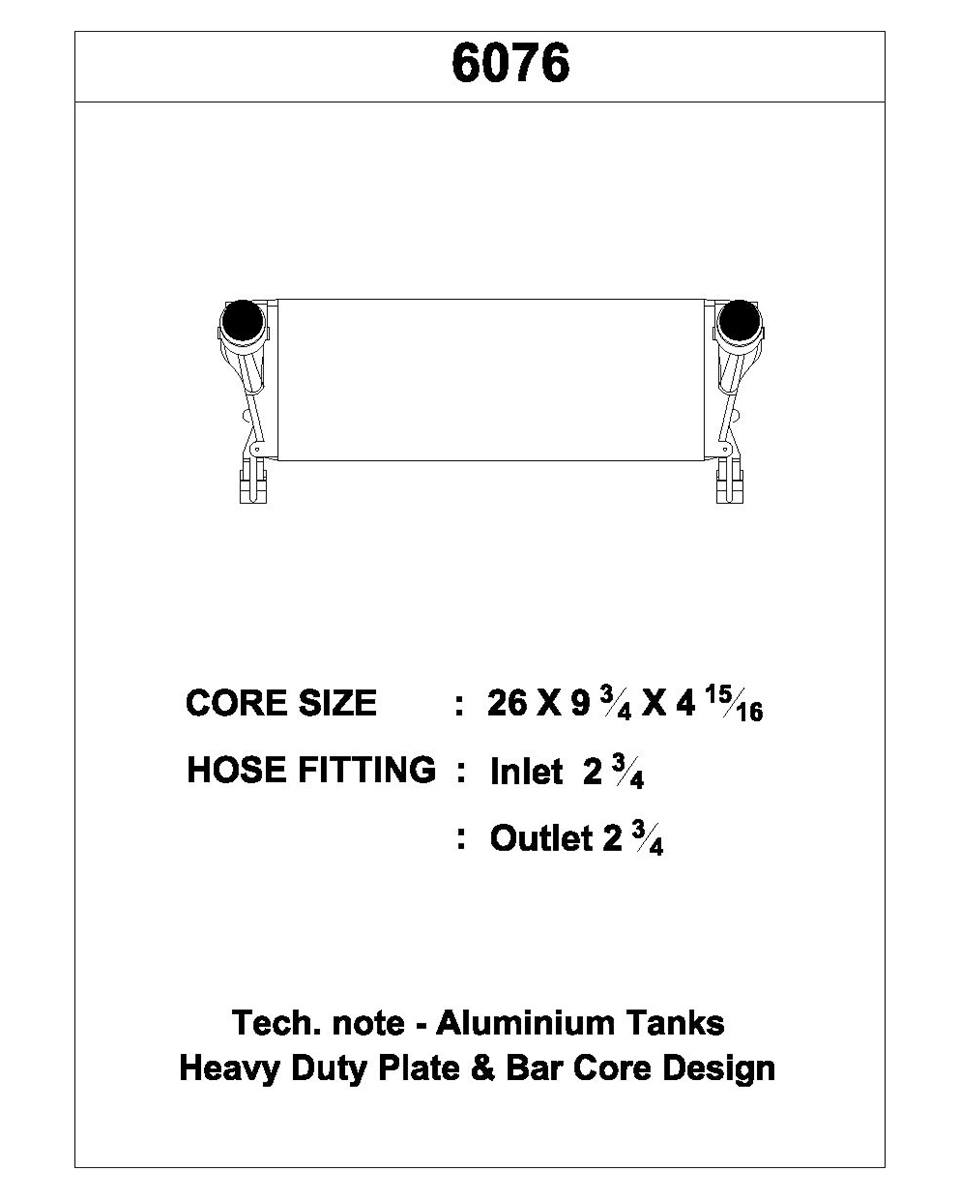 Heavy-Duty Bar & Plate Construction of CSF 6076 intercooler