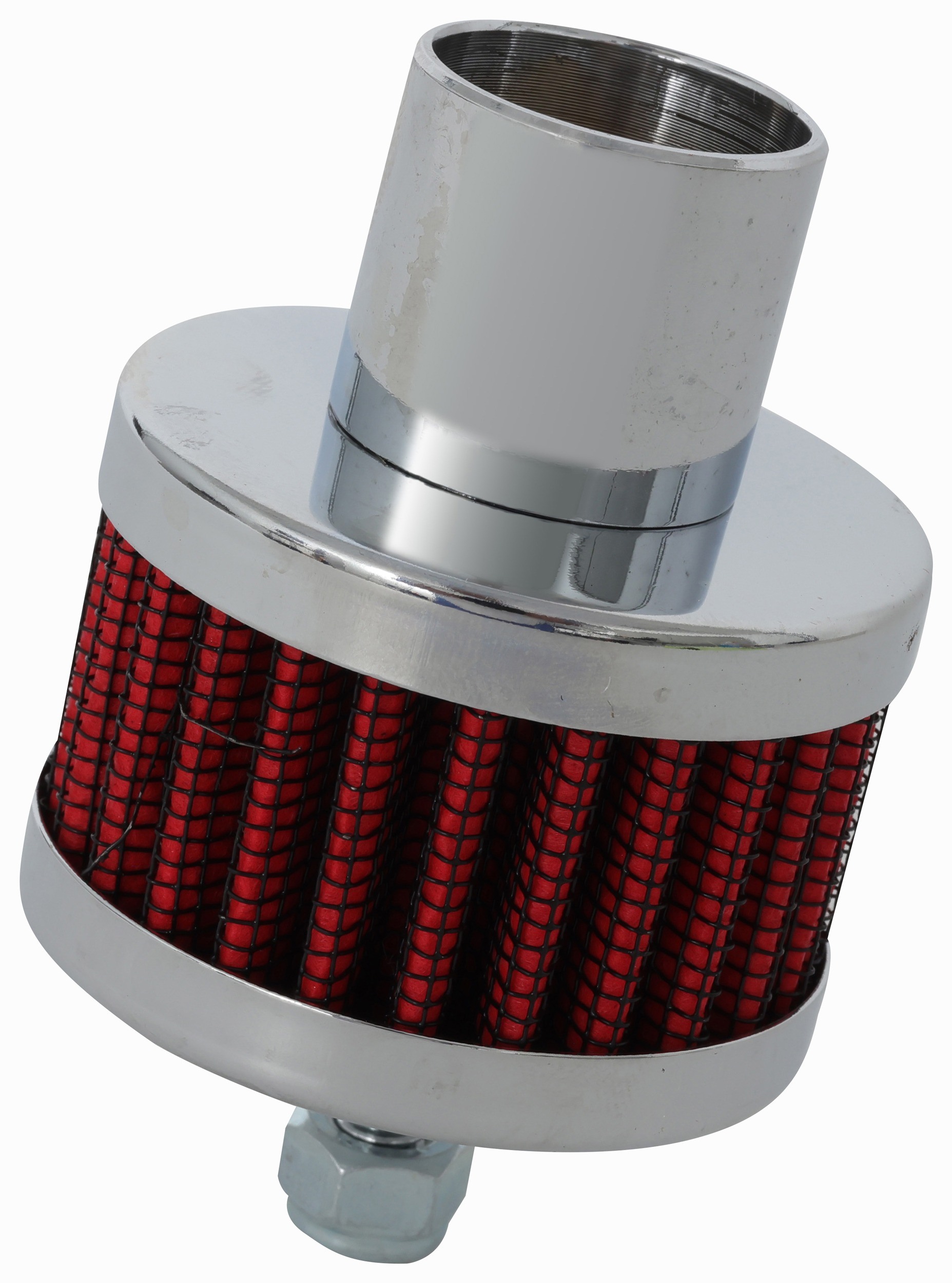 Close-up of K&N 62-1130 crankcase vent filter showing zinc tube