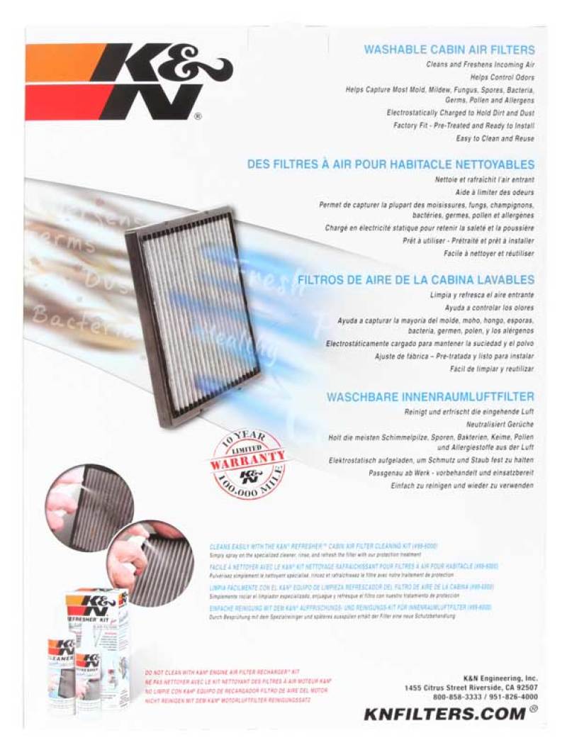 K&N Filters VF4002 Cabin Air Filter - Washable Replacement - Image 6