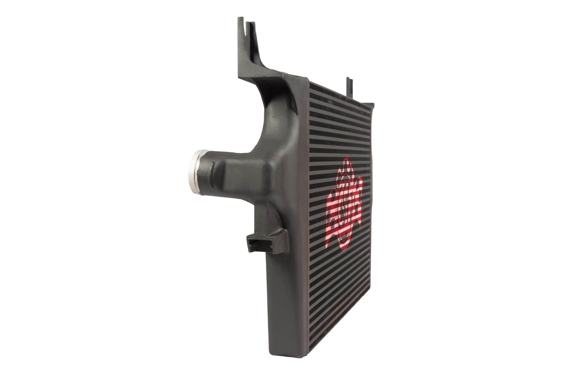 Close-up of CSF 7106 intercooler showcasing bar and plate design