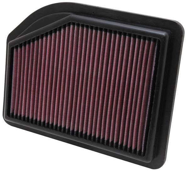 Close-up of K&N 33-2477 air filter showing layered cotton media
