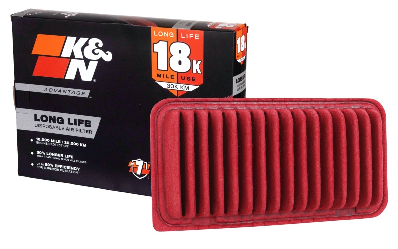 Premium air filter by K&N Filters with 18,000-mile service life
