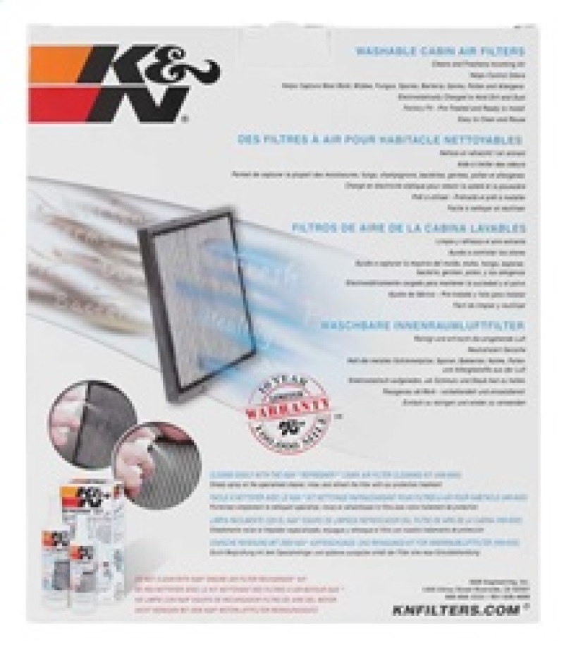 K&N Filters VF2000 Washable Cabin Air Filter - Image 8