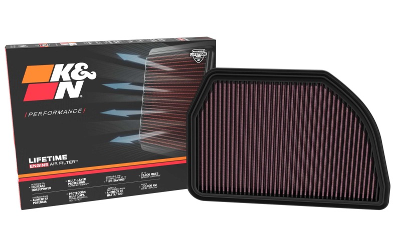 K&N washable air filter for improved airflow