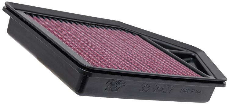 Close-up of K&N 33-2437 air filter layered cotton media