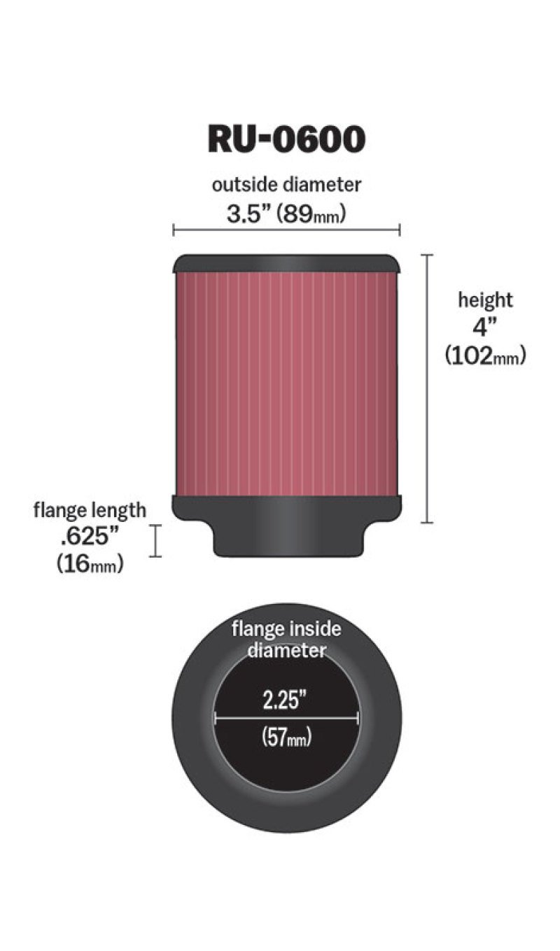K&N RU-0600 Air Filter suitable for various applications