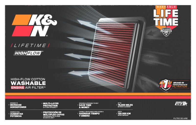 High-performance air filter for improved airflow K&N HA-1019