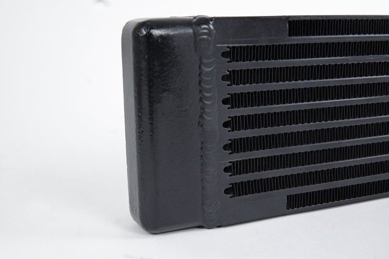 Detailed view of CSF 8201 Oil Cooler fittings