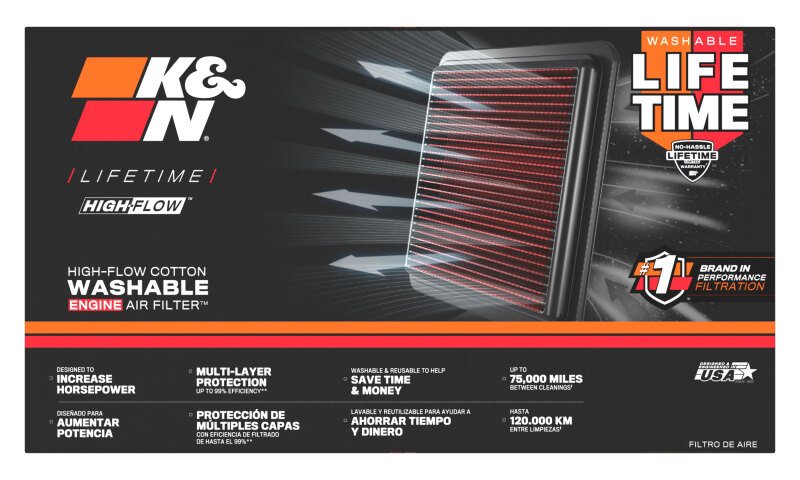 K&N 33-2925 High-Flow Air Filter - Washable & Reusable - Image 5