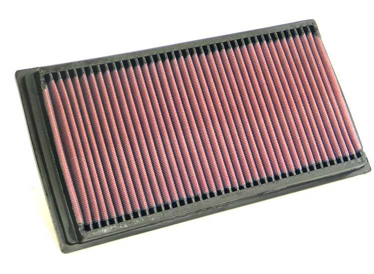 Close-up of K&N 33-2255 air filter showing layered cotton media